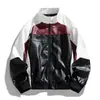 [Transfronterizo] Chaqueta Bordada Americana con Cuello Alto para Hombre y Mujer, Chaqueta de Cuero de Moda para Hombre, Chaqueta de Motociclista de Cuero PU Holgada y Versátil para Pilotos