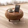 Mesa de chá tatami trançada em rattan, mesa de varanda, mesa de chá, mesa simples estilo Zen para bay window, mesa baixa estilo japonês, mesa pequena para casa