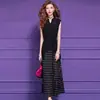 Conjunto de Moda Maduro Único y Elegante Feimengyi para Mujer, Vestido Negro de Tirantes de Lunares de Verano con Camisa Conjunto de Dos Piezas