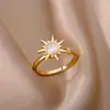 Joyería de Mano de Girasol Transfronteriza Europea y Americana Anillo Giratorio Diseño de Nicho Simple Versátil Ajustable Anillo Abierto Accesorio
