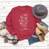 Suéter de gran tamaño de manga larga casual holgado con estampado de letras de mariposa de flores silvestres de Amazon para otoño e invierno