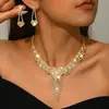 Collar y Pendientes con Colgante de Corazón y Borla Ecológicos Europeos Galvanizados Transfronterizos Nuevos de Alta Resistencia de Gama Alta Accesorios de Moda para Fiesta para Mujeres