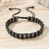 Amazon Venta Caliente Transfronteriza Pulsera de Piedra Negra para Hombre Pulsera de Hombre Moda Pulsera Elástica de Piedra Negra con Cuentas Venta al por Mayor