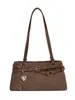 Bolsa de ombro estilosa estilo moto para mulheres, novo modelo 2026, bolsa de mão para o dia a dia, pequena bolsa tote para sair para o trabalho, bolsa baguette