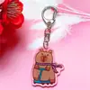 Llavero de Cobaya de Dibujos Animados Capibara Lindo Acrílico Doble Cara Llavero Accesorio para Bolso Colgante Pequeño Venta al Por Mayor