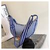 Bolso Dumpling de Cuadros Retro Transfronterizo para Mujer, Nuevo Versátil de Lona para Hombro Cruzado, Casual, Portátil, para Desplazamiento, Bolso de Hombro Pequeño