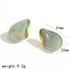 Pendientes de Resina con Forma de Gota de Lujo Ligero para Mujer, Pendientes Geométricos Irregulares de Acero Inoxidable de Ámbar a la Moda que No se Desvanecen
