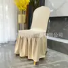 Capa de Cadeira Saia Plissada em Sarja Capa de Cadeira para Banquete de Casamento de Hotel Reunião Sem Laço Decoração de Laço Cadeira de Jantar
