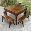 Mesa Quadrada Madeira Maciça Oito Imortais, Nova Mesa Redonda Estilo Chinês para Restaurante, Mesa Quadrada, Conjunto de Mesa e Cadeira para Uso Comercial e Doméstico