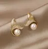Pendientes de Perla Sencillos de Ma Fanshu de la Gala del Festival de Primavera, Pendientes Coreanos de Dongdaemun, Clips y Pendientes Retro Sencillos de Estilo Francés