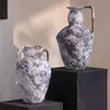 Jingdezhen Estilo Chino Nuevo Jarrón de Cerámica Rugosa Tarro de Cerámica Estilo Wabi-Sabi Decoración B&B Camuflaje Azul Adornos para Arreglos Florales