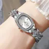Relógio Feminino Casual da Moda Mais Vendido Relógio com Pulseira Oval Relógio Simples Feminino de Quartzo Relógio com Pulseira de Strass