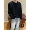 Camiseta de Manga Larga con Cuello Redondo, Patchwork de Canalé, Nueva Colección Otoño 2026, Top Holgado de Talla Grande Estilo Americano Moderno, Camiseta para Hombre de Marca de Moda