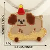 Parche Adhesivo Original de Dibujos Animados Animal Marrón Cachorro Lindo Accesorios Funda para Teléfono Móvil Taza de Agua Parche de Tela Bordada