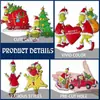 Decoración Navideña de Monstruo Peludo Verde Nuevo 2023 Colgante de Dibujos Animados para Árbol de Navidad Decoración para el Hogar y el Coche de Navidad
