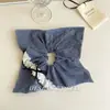 Lenço quadrado de tecido estilo coreano, elástico de cabelo grande, acessório de cabelo de renda doce e delicado, tiara de alta qualidade, rabo de cavalo, estilo francês