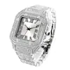 Reloj Missfox Popular Europeo y Americano Escala Romana Moda de Gama Alta Hip-Hop Diamante Totalmente Diamantado Cuadrado Reloj para Hombre