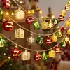 Fio de luz decorativo de Natal para feriados transfronteiriço, boneco de neve, árvore de Natal antiga, muletas, farol, decoração de ambiente, luzes coloridas piscantes