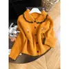 26 Cardigan de Punto Suave Pegajoso con Bordado de Flores Pequeñas Estilo Coreano Solapa para Mujer Holgado Otoño Invierno Reductor de Edad