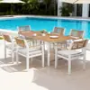 Mesa y Sillas Tejidas de Ratán para Exteriores Estilo Nórdico Mesa y Sillas para Comedor en Patio Exterior Mesa y Sillas para Zona de Ocio Sencilla en Villa Muebles de Jardín Transfronterizos