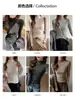 Camiseta básica de manga larga ajustada para mujer, cuello medio alto, estilo simple y liso, imitación cachemira, capa base para interior