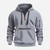 Sudadera con Capucha para Hombre Transfronteriza con Cremallera y Múltiples Bolsillos, Sudadera Casual Pulóver para Hombre con Capucha de Media Cremallera