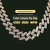 Pulseira Cubana Transfronteiriça de Hip-Hop Europeu e Americano, Novo Produto, com Zircônias Completas nas Laterais e 4 Pedras Redondas no Meio, Fecho de Mola, Colar Moderno