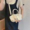 Bolsa de Mão Tecida de Nicho Estilo Coreano para Mulheres, Nova Moda de Verão 2026 Bolsa Cesta, Bolsa Transversal Simples Única