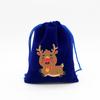 Bolsa de terciopelo azul zafiro al por mayor de fábrica para Navidad, bolsa de embalaje para dulces de manzana navideña, bolsa de regalo, bolsillo de lote transfronterizo