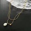 Collar de Joyería de Gota de Agua para Mujer Cadena para Clavícula de Acero de Titanio Simple Ins Diseño de Nicho Geométrico Moderno Modelo Nuevo 2026
