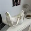 Bolsa de Lona Simples de Cor Sólida Harajuku Japonesa para Estudante de Artes Aula Ombro Único Grande Capacidade 2025 Bolsa Transversal Dumpling para Mulheres