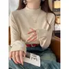 Nuevo Estilo Ropa Interior para Mujer de Cuello Alto Tejido 2026 Otoño Invierno Elegante Ropa Interior Negra Suéter de Cuello Medio Top de Invierno