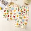 Conjunto de Ropa Interior Térmica de Algodón de Otoño para Bebés y Niños Pequeños, Diseño de Dibujos Animados para Niñas y Niños