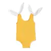 Mono de baño de verano europeo y americano para niñas, tirantes, color liso, espalda descubierta, tiras, ropa infantil, una pieza, entrega