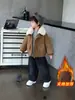 Chaqueta acolchada de invierno para niños con cuello de pelo estilo coreano, chaqueta casual fresca y moderna para niños pequeños y niños pequeños, top de invierno