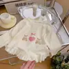 Camiseta de Manga Larga para Niña 2026 Nuevo Estilo Primavera y Otoño para Niños, Bebé Encaje Elegante Versátil Camiseta Básica con Cuello Redondo