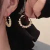 Pendientes Redondos de Perlas con Cuentas Estilo Étnico, Pendientes Simples, de Moda y Versátiles, Diseño de Nicho de Lujo Ligero, Pendientes de Gama Alta