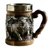 Taza de Cerveza Retro con Toro Salvaje en Relieve Taza de Café de Acero Inoxidable con Relieve Resina Taza para Beber Bar Copa de Vino Personalizada