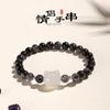 Oculto-Meu Amigo Obsidiana Prateada Natural Gato Cabeça de Gato Pulseira de Obsidiana Melhor Amiga das Mulheres Pulseira Personalizada de Casal