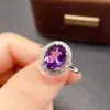Anel de Ametista Natural Transfronteiriço Amazon S925 Prata Pedra Principal 8*10 Joia de Luxo Venda Direta da Fábrica