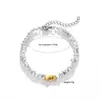 Pulsera Antiestática de Venta Caliente Transfronteriza Popular de Amazon de Piedra Bilis Negra Galvanizada Ajustable Irregular con Cuentas para Mujer