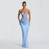 Estilo de luxo leve europeu e americano transfronteiriço francês elegante sem mangas tomara-que-caia renda slim-fit emagrecedor vestido de noite longo