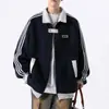Cárdigan sudadera tipo chaqueta de béisbol de tres rayas para hombre, otoño e invierno, forro polar, marca de moda, chaqueta a rayas estilo universitario juvenil