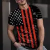 2024 Suministro de Fabricante Transfronterizo Camiseta de Manga Corta con Bandera Americana para Hombre Verano Holgada Top Diario Camiseta de Manga Corta