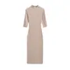Vestido de Punto de Manga Media Estilo Francés para Mujer, Temperamento, Favorecedor de la Figura, Cintura Ceñida, Ajustado a la Cadera, Adelgazante, Para el Trabajo, Largo de Rodilla, Falda Midi