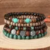 Pulseira Árvore da Paz Estilo Europeu e Americano Transfronteiriça Conjunto de Várias Peças Pulseira de Contas de Madeira Vintage Simples Masculina Empilhável Personalizada