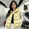 2026 Nuevo Estilo Gorro de Botón Chaleco de Plumas para Mujer, Moda Coreana, Adelgazante, Gama Alta, Color Caramelo, Chaleco Cálido de Abrigo