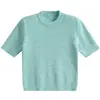 Bajia 2026 Primavera/Verão Nova Blusa de Tricô Fina com Gola Redonda, Estrela de Cinco Pontas Vazada e Manga Curta para Mulheres
