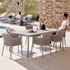 Móveis de mesa e cadeira para áreas externas personalizados, móveis de lazer, jardim, pátio, varanda, corda trançada, à prova d'água, protetor solar, casa, rattan, sala de jantar