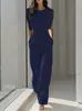 Comercio Exterior Transfronterizo Moda Femenina Nueva Elegante Europea y Americana Mono de Verano de Color Sólido Adelgazante